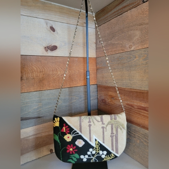 VTG Patricia Smith 1980 Needlepoint Moon Bag With Handpainted Lacquered Flap - Picture 6 of 15